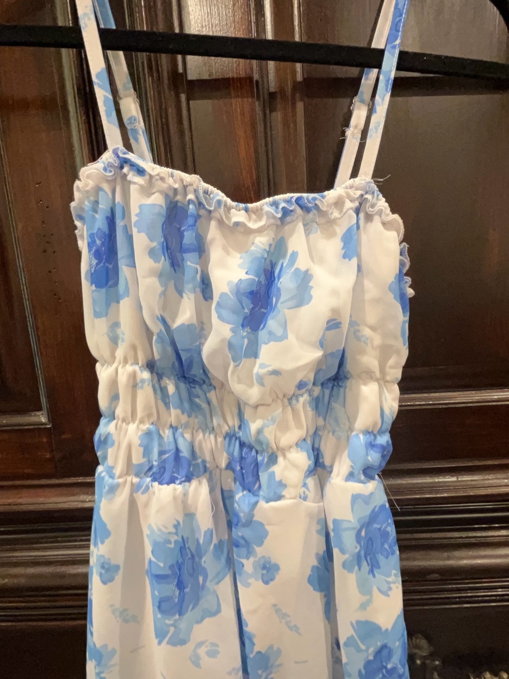 No Boundaries White and Blue Floral High-Low Dress